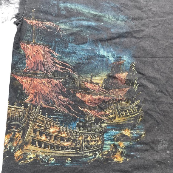 SKULL SHIRTZ PIRATE DOUBLE SIDED Graphic T-SHIRT SIZE Large Wrap Around - Picture 7 of 7